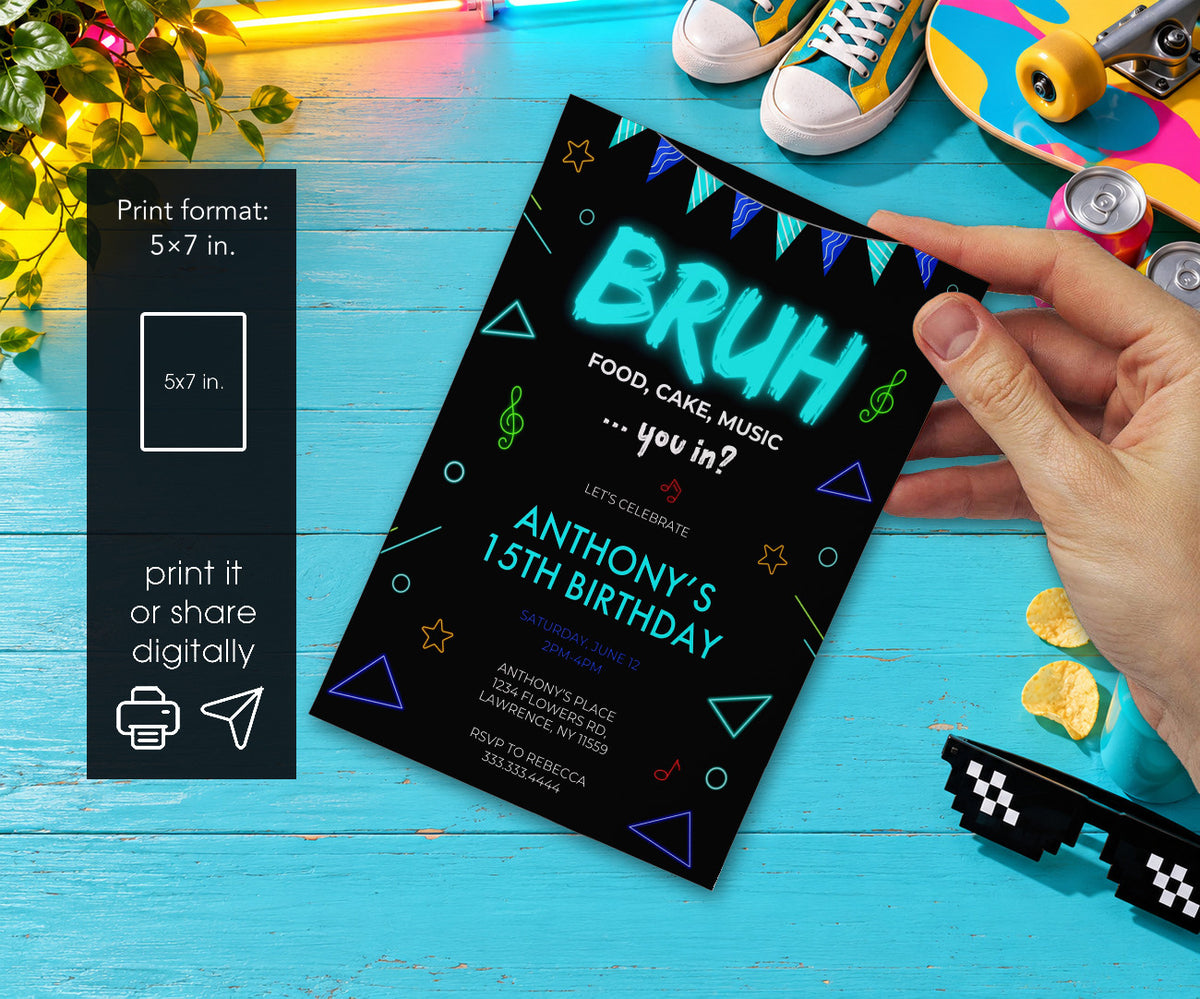 Bruh Music Invitation mockup