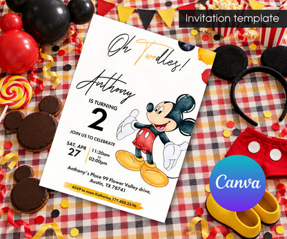 Mickey Mouse 2nd Birthday Invitation mockup