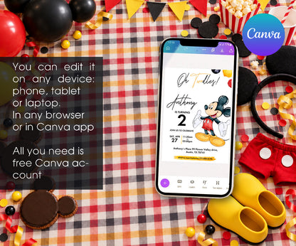 Mickey Mouse 2nd Birthday Invitation mockup