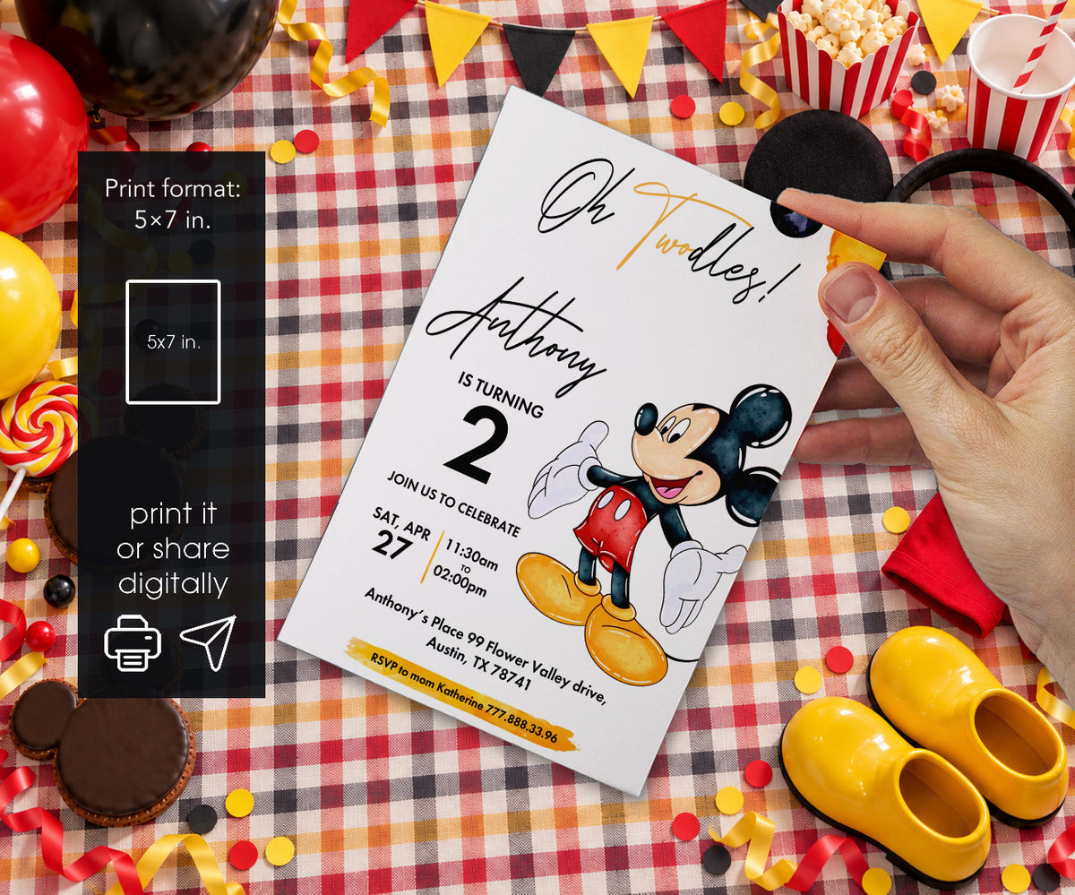 Mickey Mouse 2nd Birthday Invitation mockup
