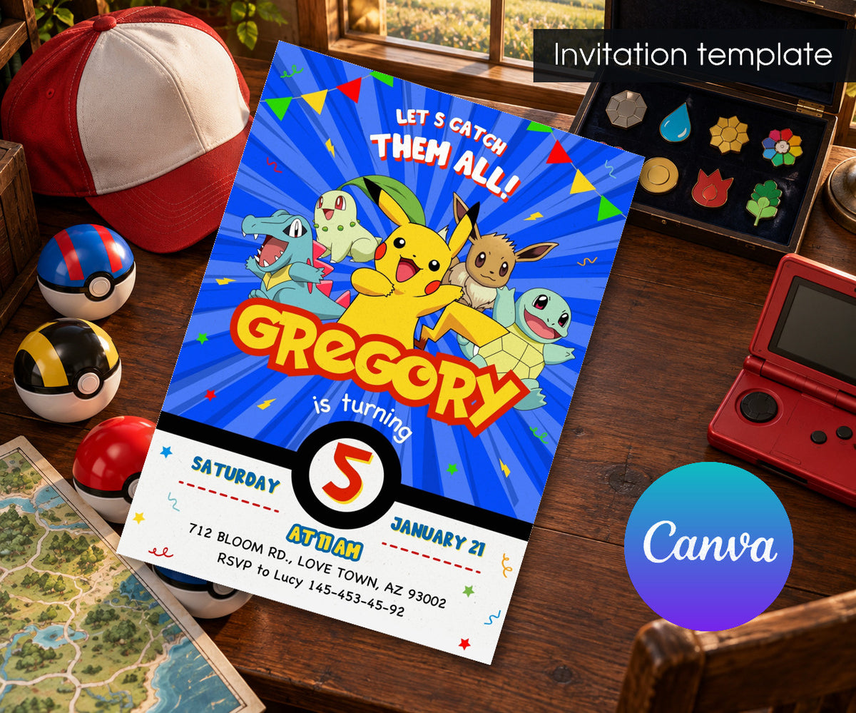 Pokemon Pikachu Invitation mockup