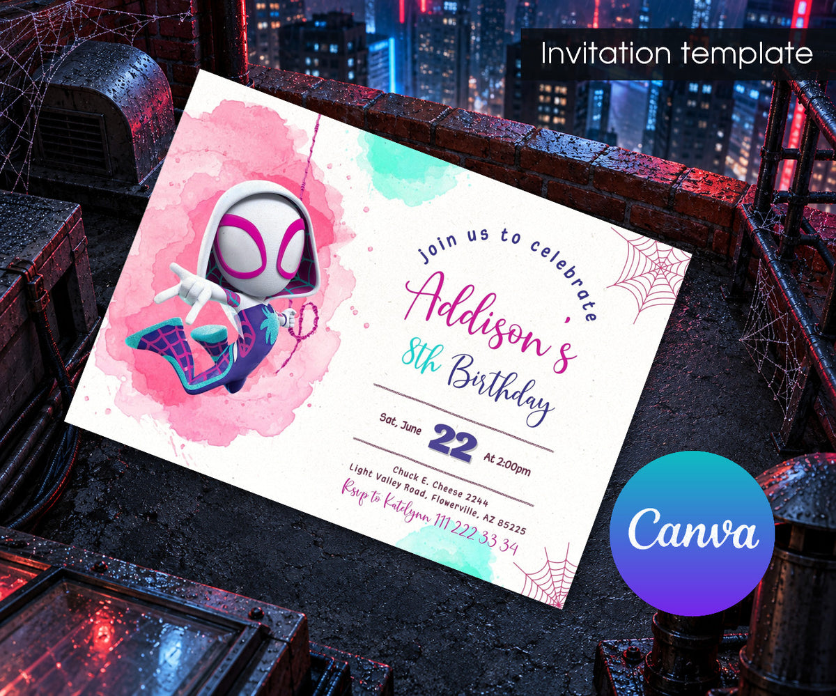 Spider-Man Spider Gwen Ghost Spidey Invitation mockup