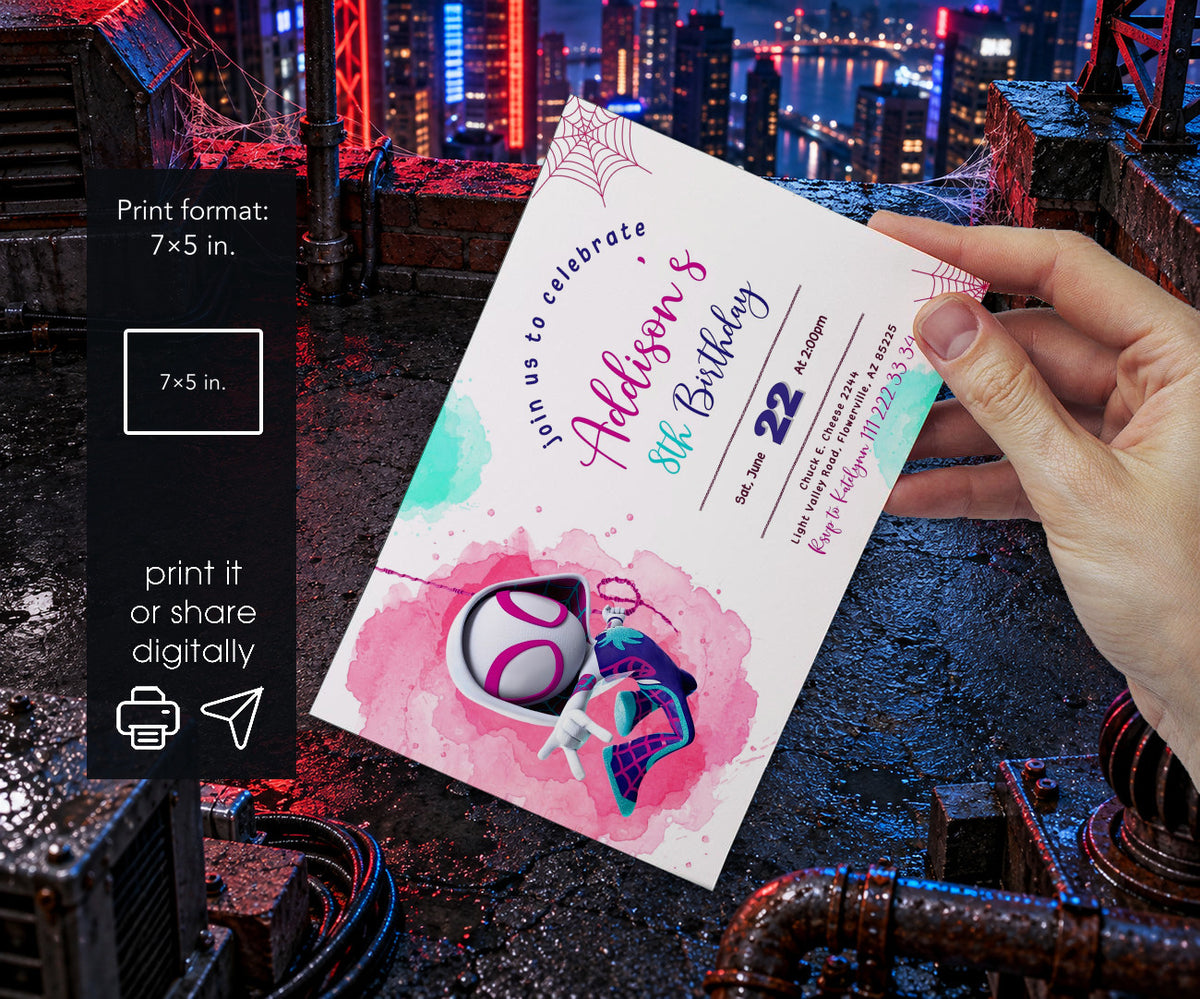 Spider-Man Spider Gwen Ghost Spidey Invitation mockup