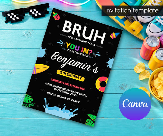 Bruh Pool Invitation mockup