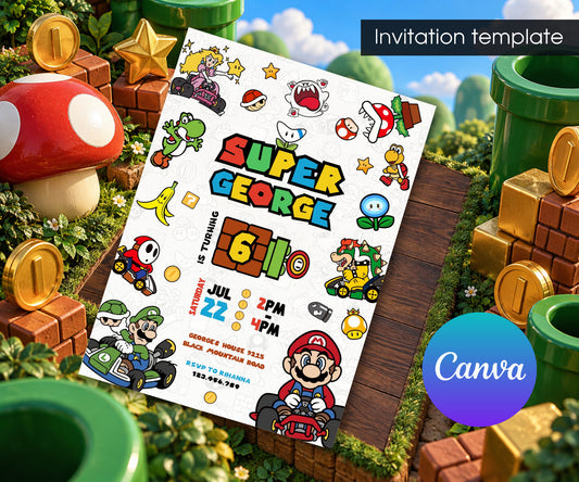 Mario Kart Gamer Invitation mockup