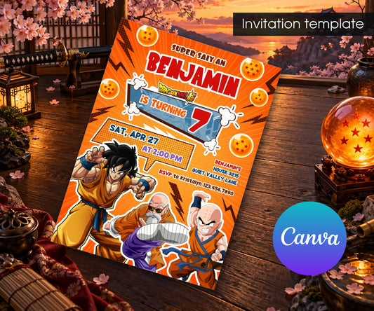 Dragon Ball Z Anime Invitation mockup
