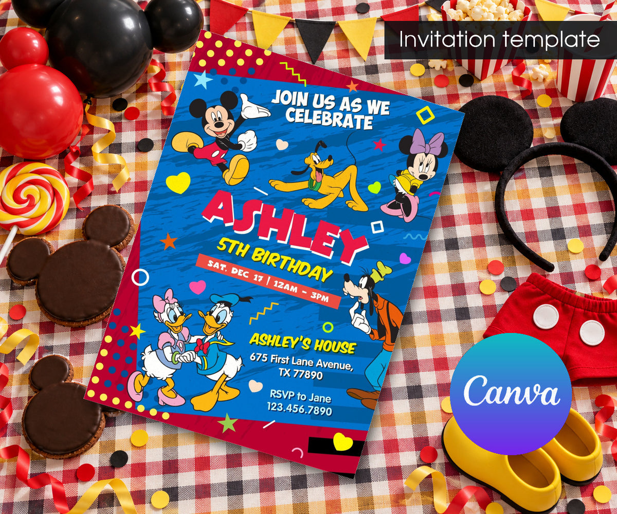 Clubhouse Mickey Mouse Invitation mockup