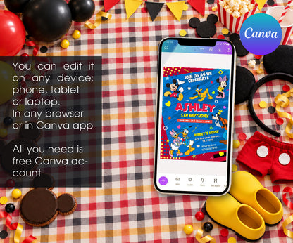 Clubhouse Mickey Mouse Invitation mockup