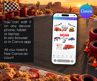 Cars Lightning Mcqueen Two Invitation mockup