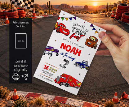 Cars Lightning Mcqueen Two Invitation mockup