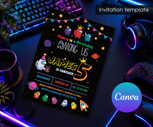 Among Us Gamer Invitation mockup