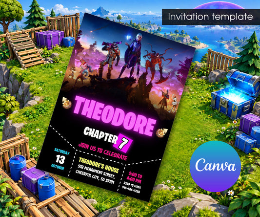 Fortnite Gamer Invitation mockup