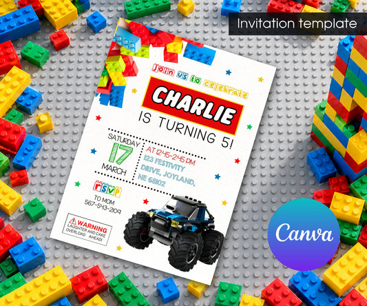 Lego Monster Truck Invitation mockup