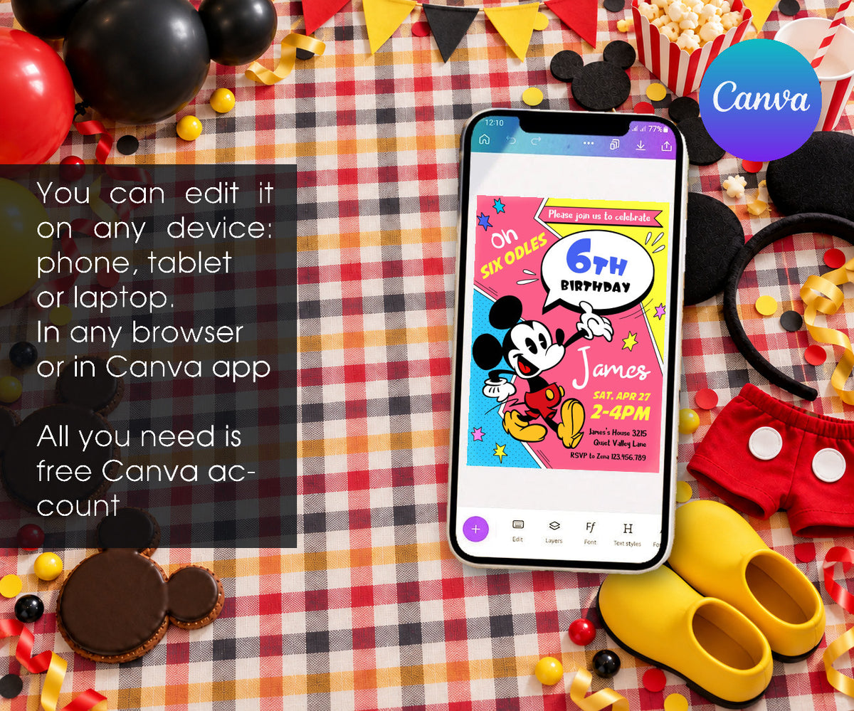 Mickey Mouse and Friends Invitation mockup
