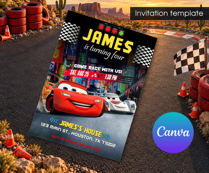 Cars Lightning McQueen Invitation mockup