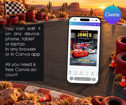 Cars Lightning McQueen Invitation mockup