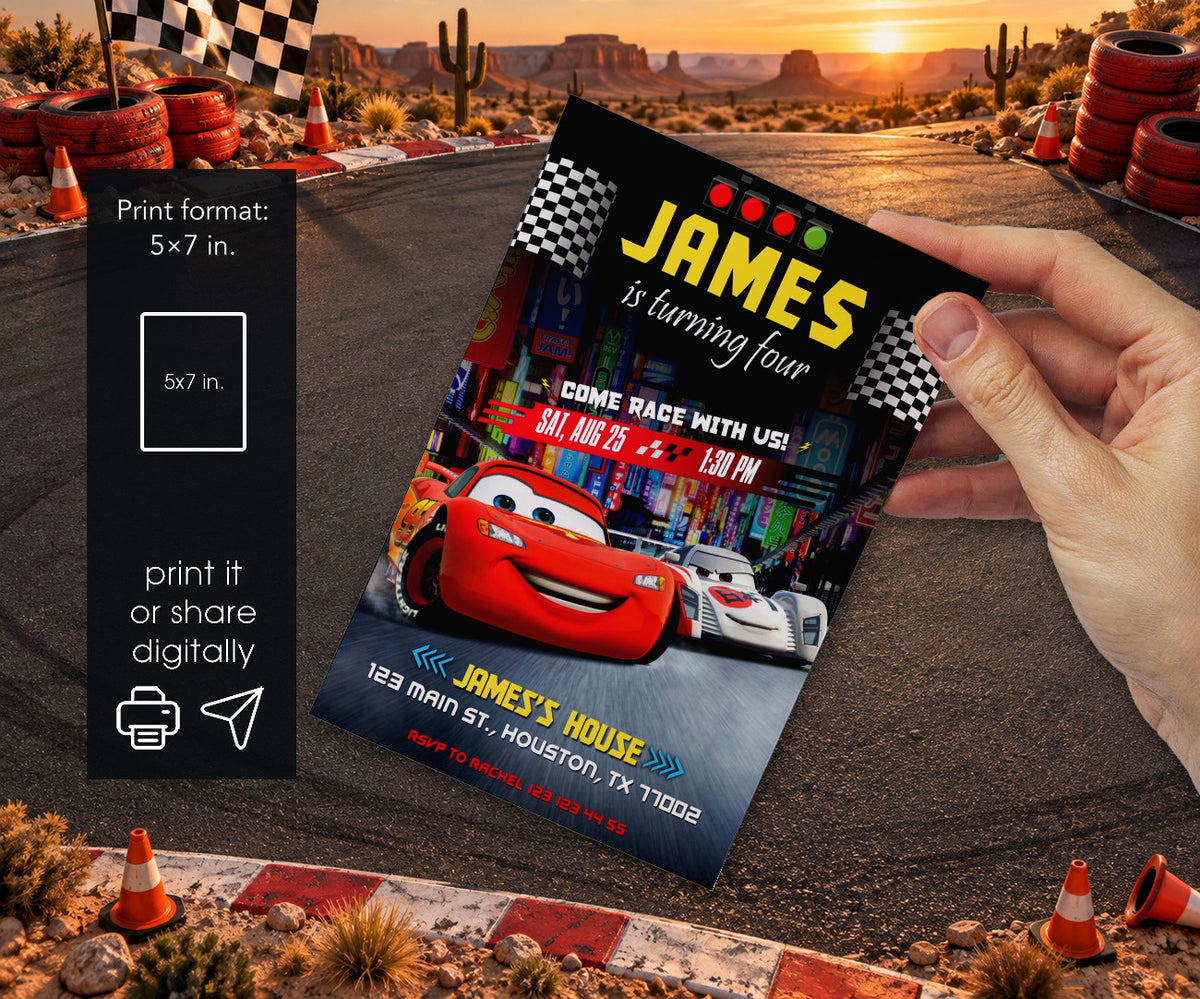 Cars Lightning McQueen Invitation mockup