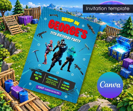 Fortnite Gamer Invitation mockup