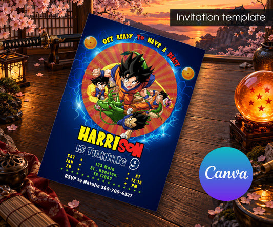 Dragon Ball Z Anime Invitation mockup