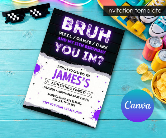 Bruh Gamer Invitation mockup
