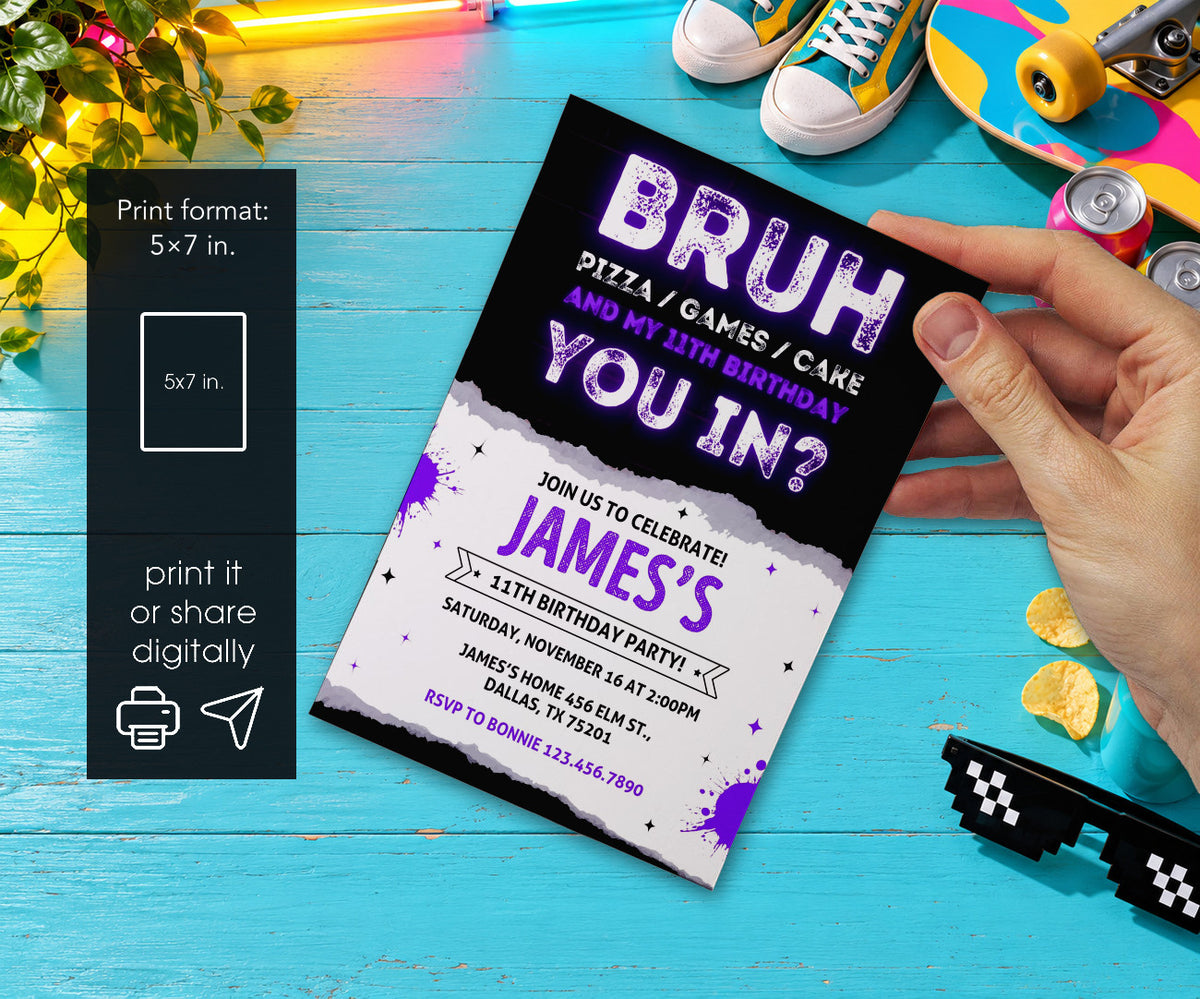 Bruh Gamer Invitation mockup