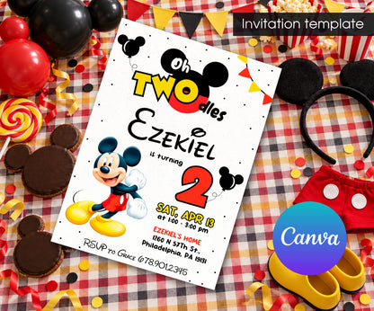 Mickey Mouse 2nd Birthday Invitation mockup
