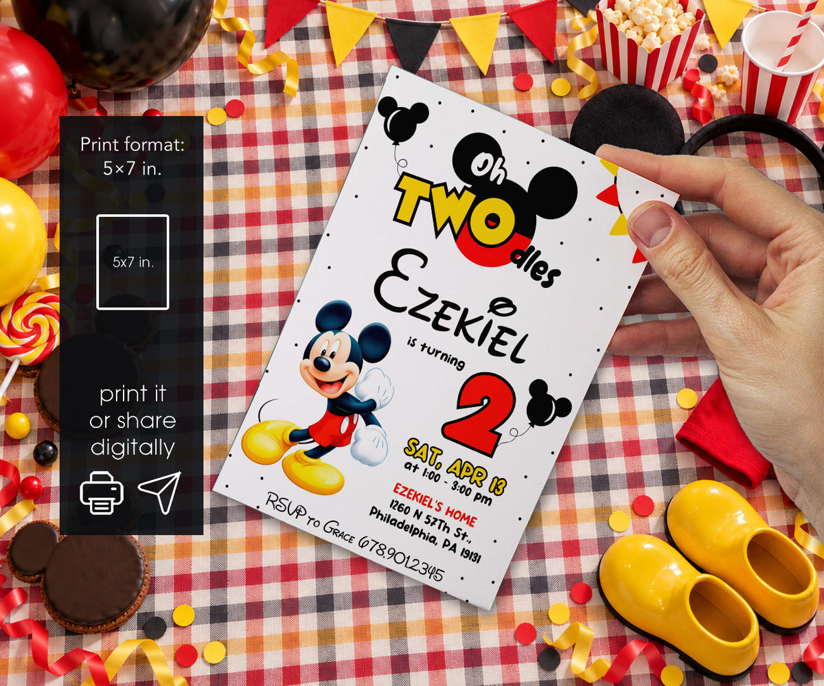 Mickey Mouse 2nd Birthday Invitation mockup