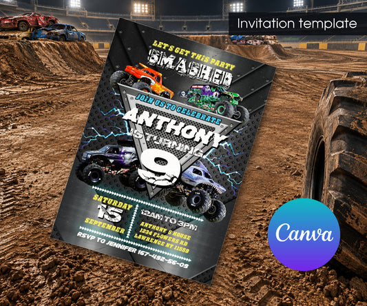 Monster Jam  Monster Truck Invitation mockup