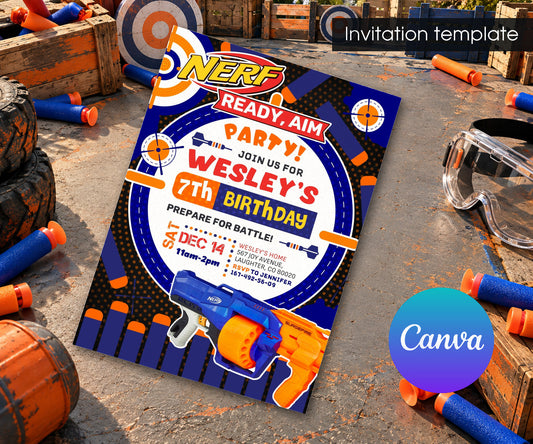 NERF Dart Wars Invitation mockup
