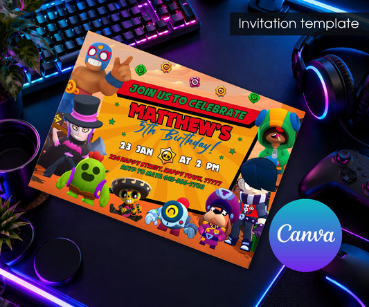 Brawl Stars Gamer Invitation mockup