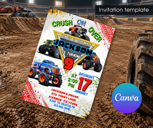 Monster Jam  Monster Truck Invitation mockup