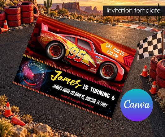 Cars Lightning McQueen Invitation mockup