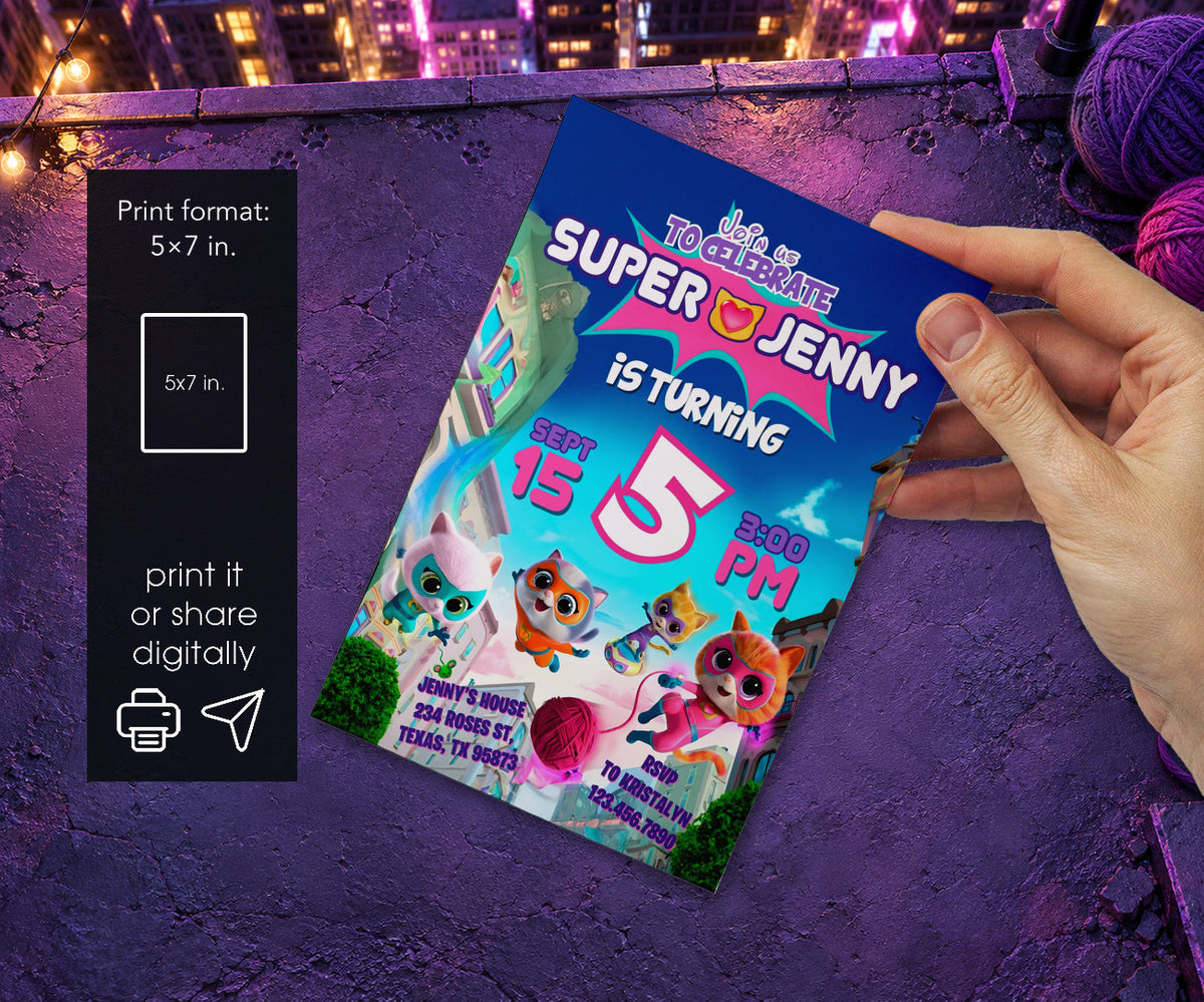 SuperKitties Invitation mockup