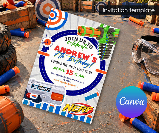 NERF Dart Wars Invitation mockup