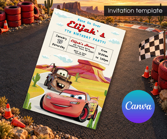 Cars Lightning McQueen Invitation mockup
