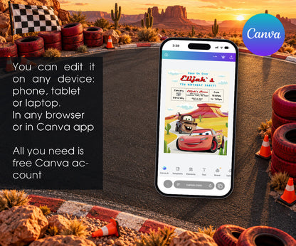 Cars Lightning McQueen Invitation mockup