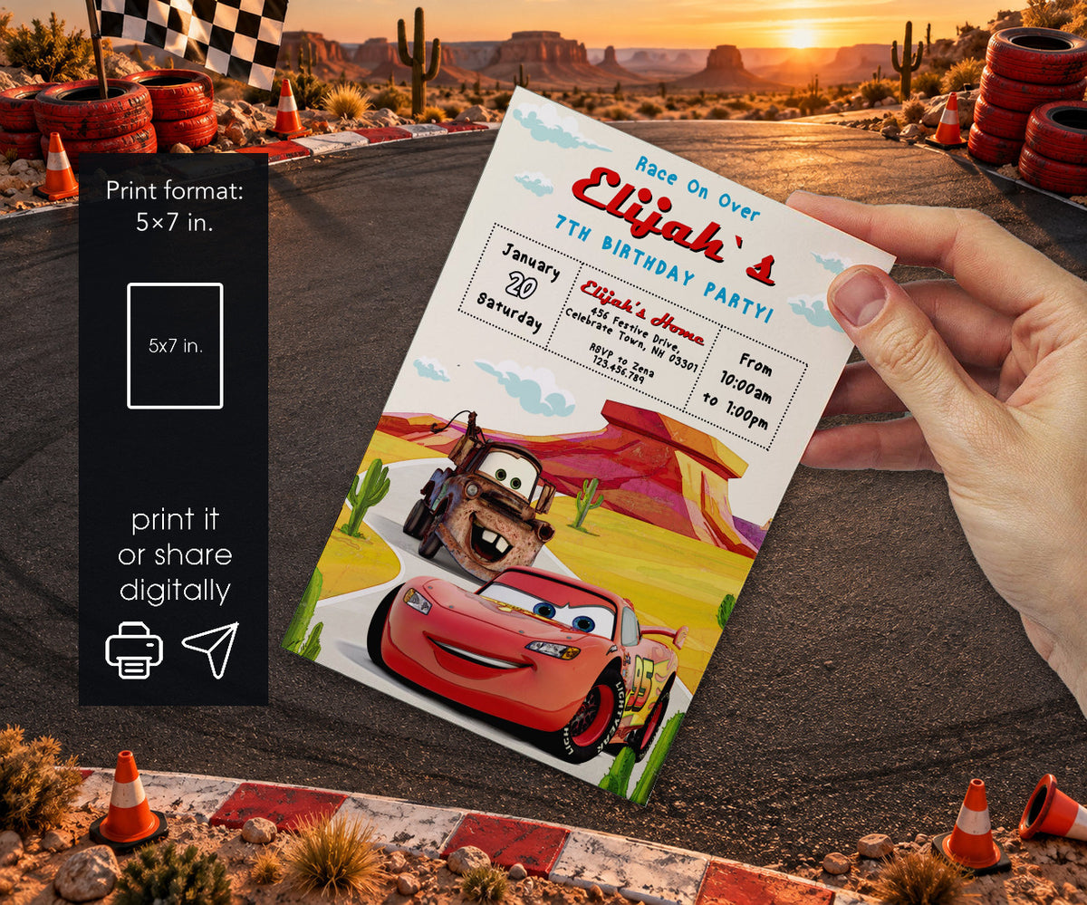 Cars Lightning McQueen Invitation mockup