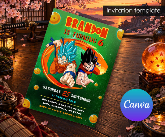 Dragon Ball Z Anime Invitation mockup