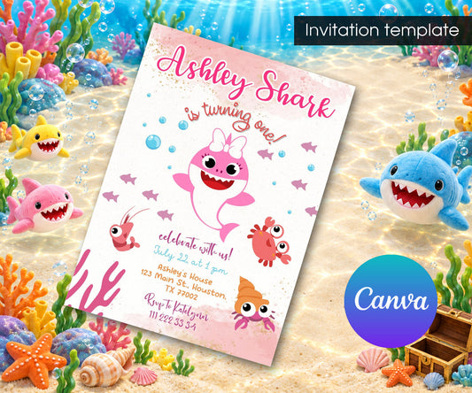 Baby Shark Invitation mockup