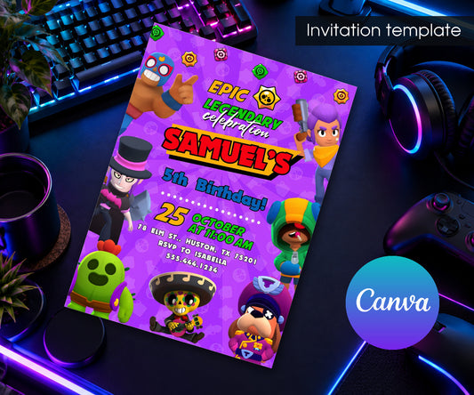 Brawl Stars Gamer Invitation mockup