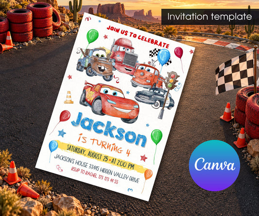 Cars Lightning McQueen Invitation mockup