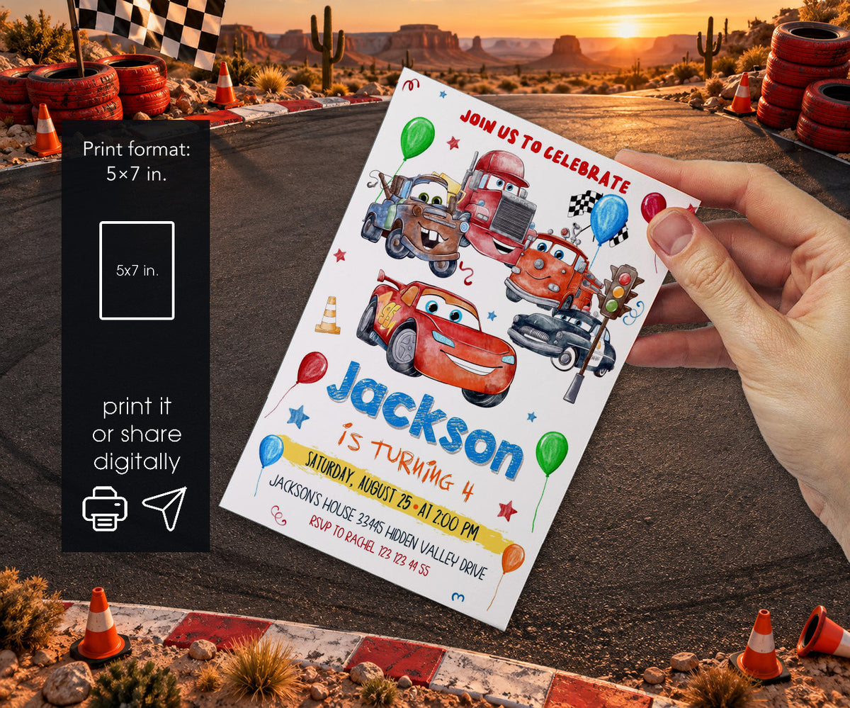 Cars Lightning McQueen Invitation mockup