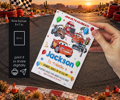 Cars Lightning McQueen Invitation mockup