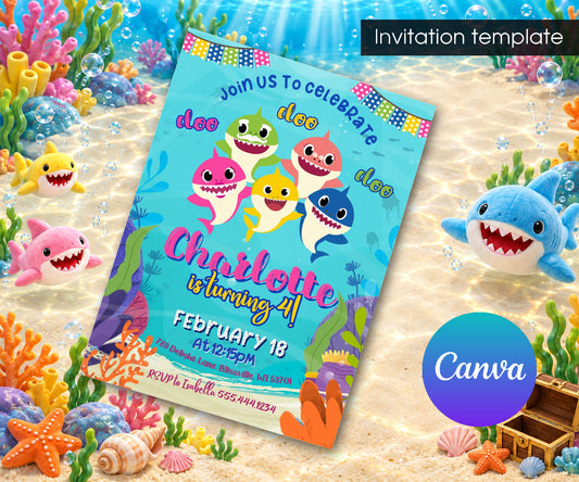 Baby Shark Invitation mockup