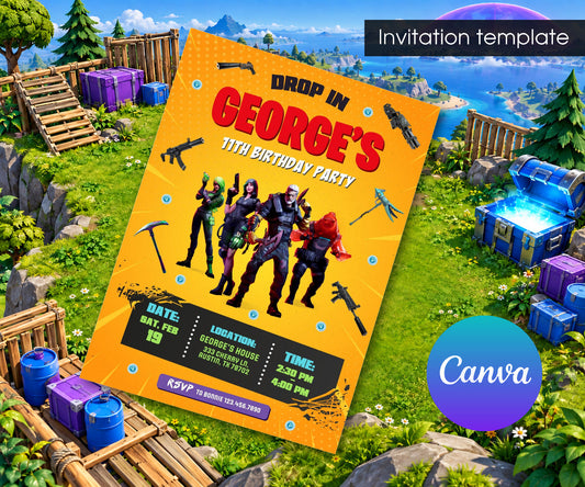 Fortnite Gamer Invitation mockup
