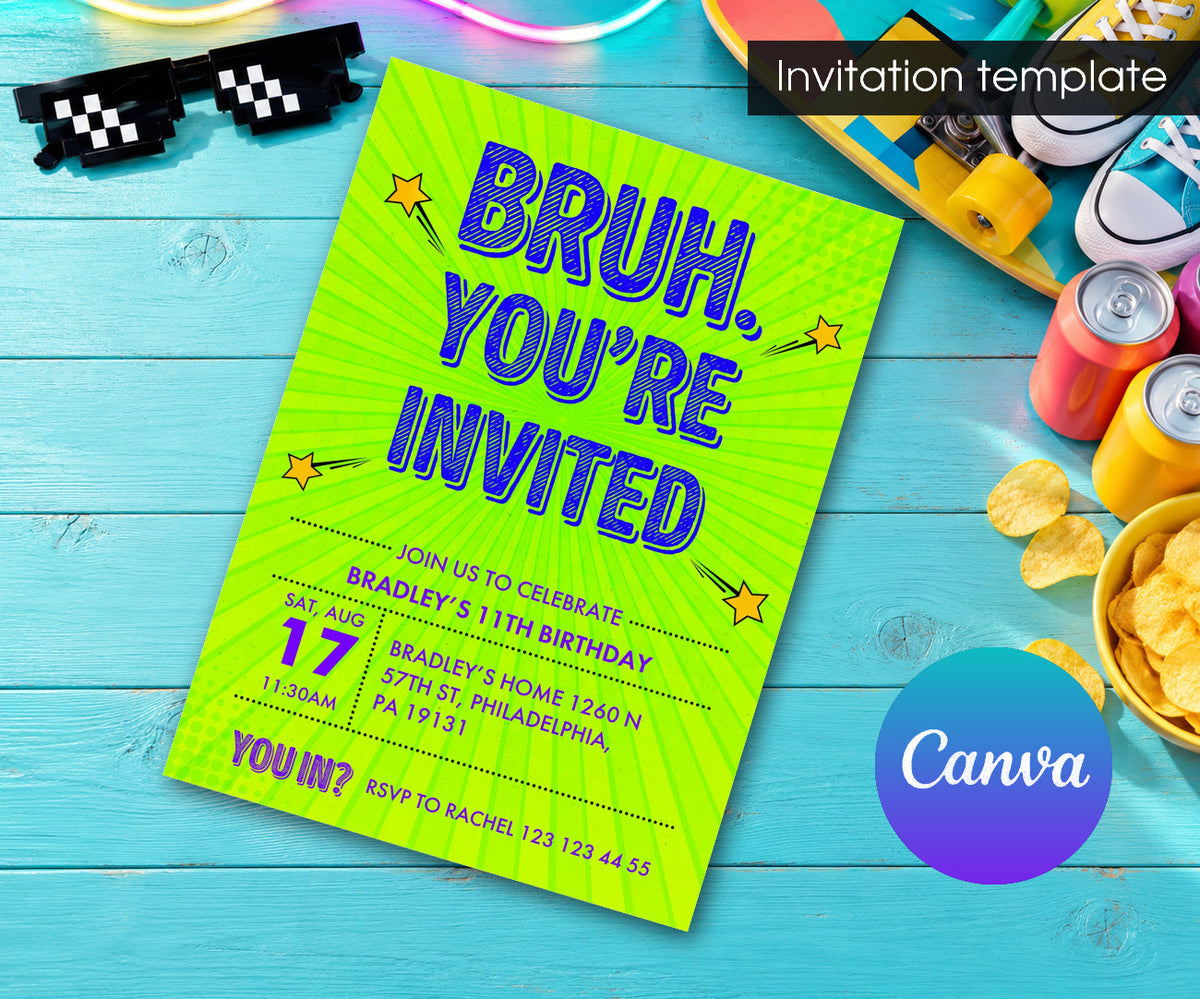 Bruh Birthday Invitation mockup