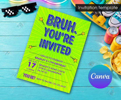 Bruh Birthday Invitation mockup