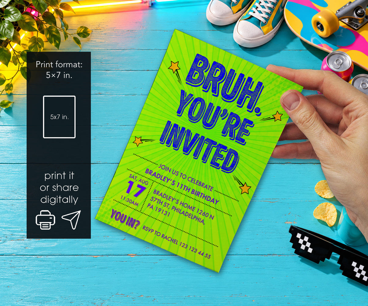 Bruh Birthday Invitation mockup