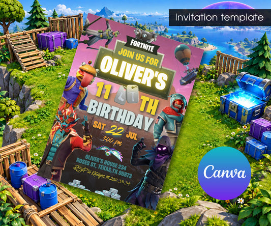 Fortnite Gamer Invitation mockup