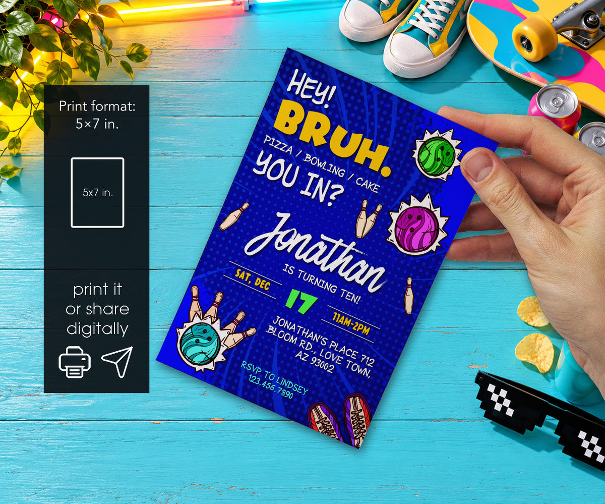 Bruh Bowling Invitation mockup